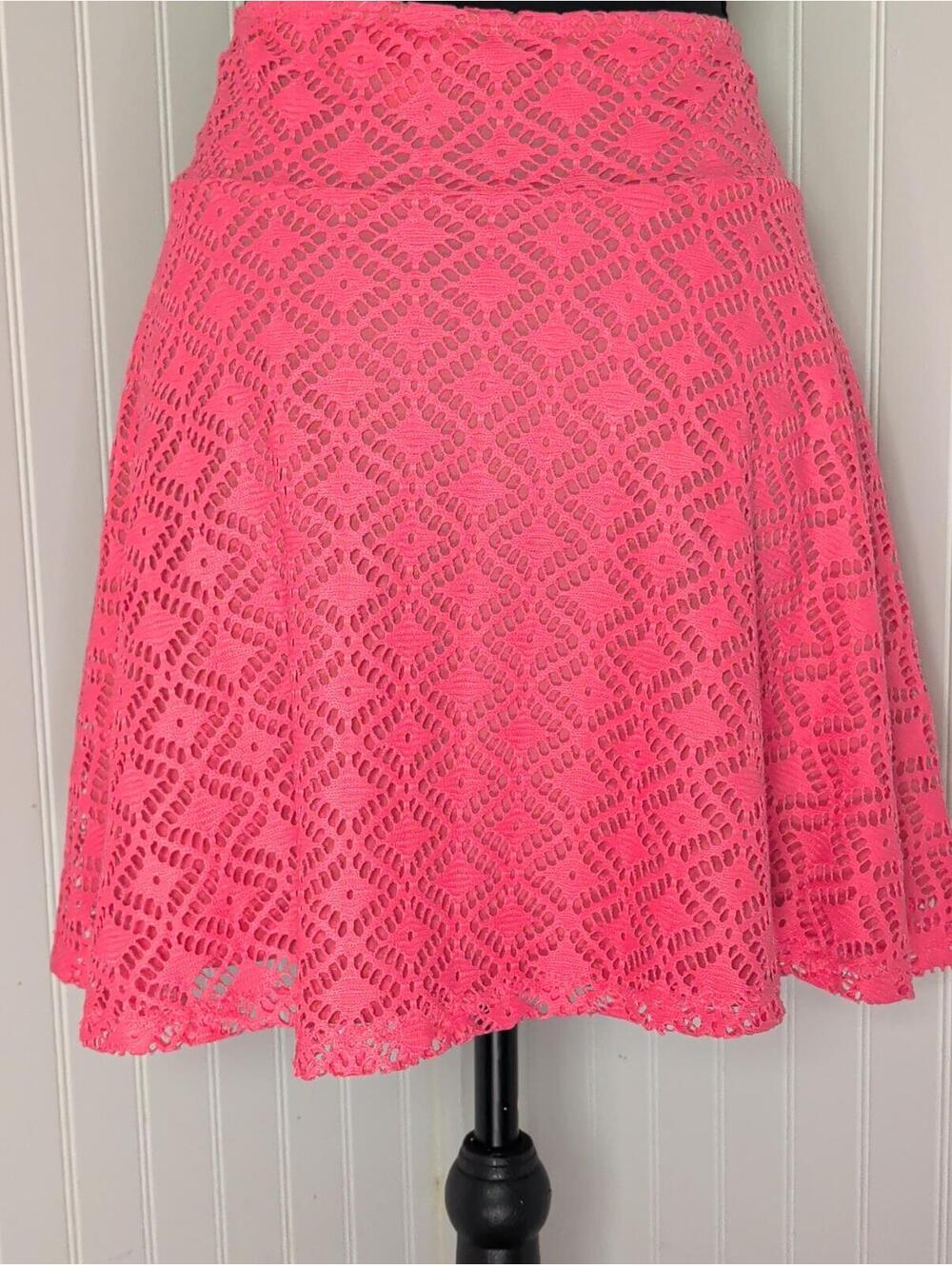 L.A. Hearts Hot Pink Lace A-Line Mini Skirt Size L